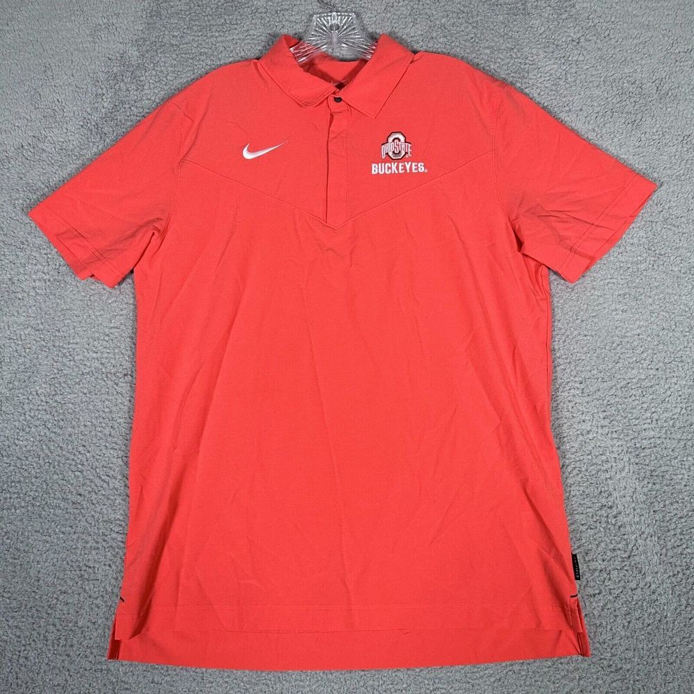 Ohio State Buckeyes Polo Shirt Mens Large Pale Red Nike Dri-Fit Golf On‎ Field